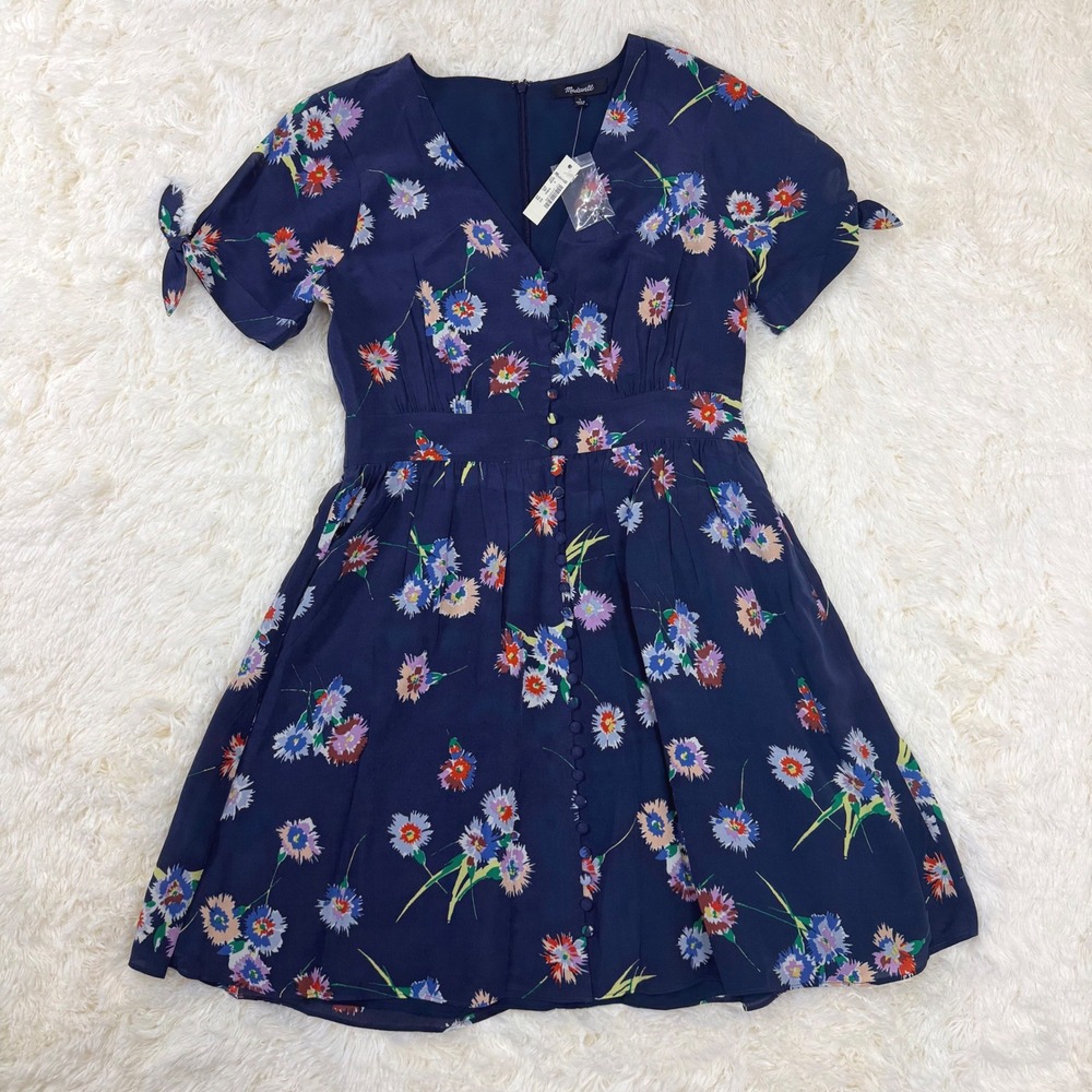 NWT Madewell Silk Mini Dress Womens 4 Floral Garden Cottagecore Summer Feminine
